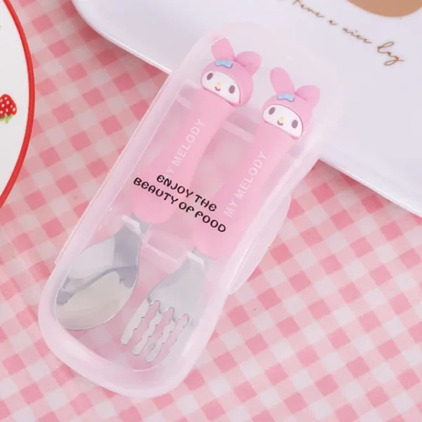 ست قاشق و چنگال استیل با طرح شخصیت‌های Sanrio | Hello Kitty، My Melody