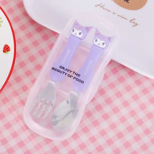 ست قاشق و چنگال استیل با طرح شخصیت‌های Sanrio | Hello Kitty، My Melody