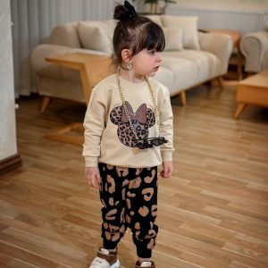 بلوز شلوار بچگانه دخترانه طرح میکی و جنس دورس پنبه