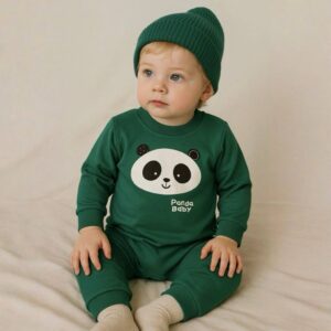 سرهمی نوزادی دورس پنبه طرح پاندا رنگ کرمی – فروشگاه پوشاک بچگانه نی‌نی‌آف