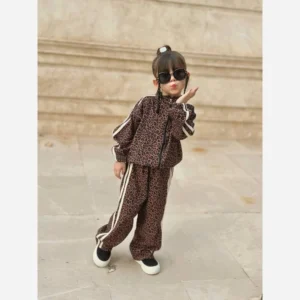 ست دخترانه مخمل کبریتی طرح پلنگی | 2 تا 10 سال