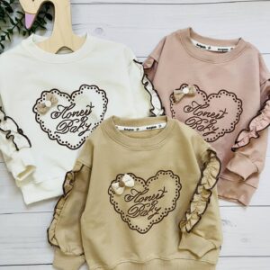 بلوز دورس دخترانه طرح قلب Honey Baby با آستین نواردوزی