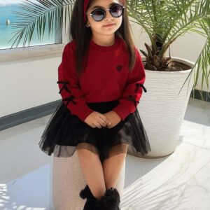 ست کراپ و دامن دخترانه طرح قلب – مجلسی و یلدایی ۳ تا ۱۰ سال